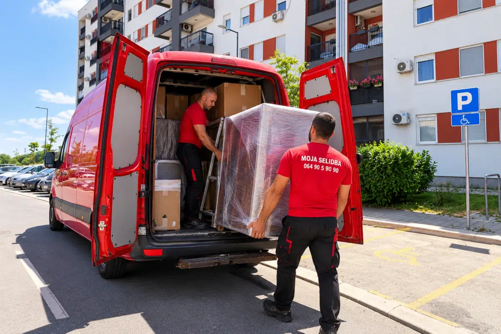 Vozila agencije Moja Selidba tokom organizovanog utovara i transporta stvari u gradskim uslovima