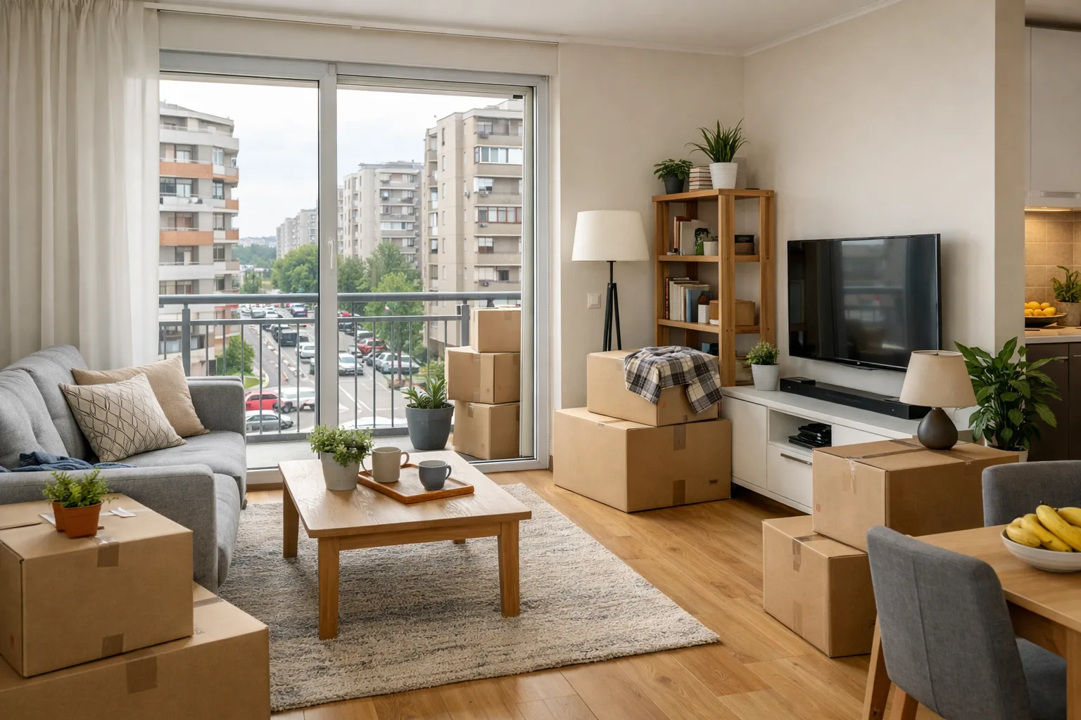 Uređen dnevni boravak u stanu na Novom Beogradu nakon selidbe.