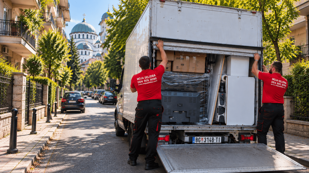 Selidbe Vračar – kamion sa nameštajem i radnici Moja Selidba